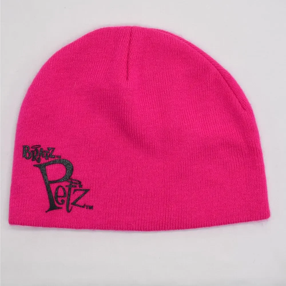 Rare Y2K Vintage Bratz Petz Kendall Sequin Beanie Knit Hat Girls XL Hot Pink